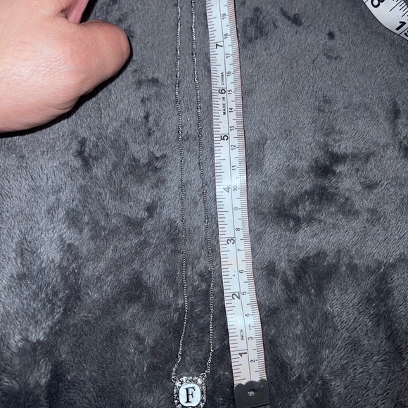 Silver Initial Letter Necklace Micro Pave White Enamel Letter Pendant Necklace - Picture 5 of 5